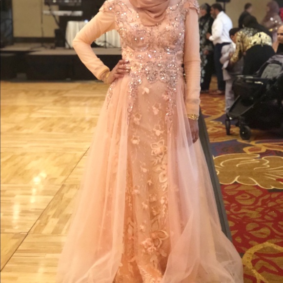 prom dress with skirt overlay